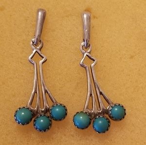 Southwest Sterling Silver/Turquoise Drop Earrings